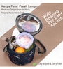 Navy Blue & Grey Deer Printed Round Insulated Lunch Bag
