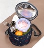 Navy Blue & Grey Deer Printed Round Insulated Lunch Bag