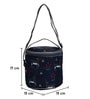 Navy Blue & Grey Deer Printed Round Insulated Lunch Bag