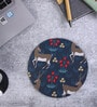 Navy Blue & Grey Deer Printed Round Mousepad