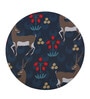 Navy Blue & Grey Deer Printed Round Mousepad