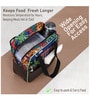 Navy Blue & House Printed Long Insulated Lunch Bag