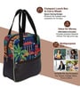 Navy Blue & House Printed Long Insulated Lunch Bag