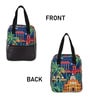 Navy Blue & House Printed Long Insulated Lunch Bag