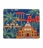 Navy Blue & House Printed Rectangle Mousepad
