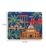 Navy Blue & House Printed Rectangle Mousepad