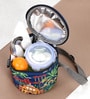 Navy Blue & House Printed Round Insulated Lunch Bag