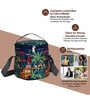 Navy Blue & House Printed Round Insulated Lunch Bag