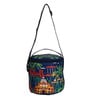 Navy Blue & House Printed Round Insulated Lunch Bag