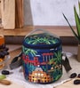 Navy Blue & House Printed Round Insulated Lunch Bag