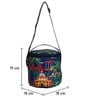 Navy Blue & House Printed Round Insulated Lunch Bag