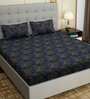 Navy Blue 300 TC 100% Cotton  King Size Bedsheet 2 Pillows covers Bedsheet Mollis Homes Collection