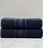 Navy Blue Soft Cotton 500 GSM Solid Bath Towel Pack Of 2