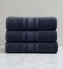Navy Blue Soft Cotton 500 GSM Solid Bath Towel Pack Of 3