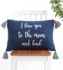Navy Blue Quoted Cotton 24 x 16 Inches Cushion Cover