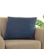 Navy Blue 100% Cotton Zig-Zag 20X20 Inches Knitted Cushion Cover With Filler