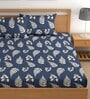 Navy Blue 180 TC Floral Cotton Queen Double Bedsheet 2 Pillow covers