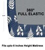Navy Blue 180 TC Floral Cotton Fitted Double Bedsheet 2 Pillow covers