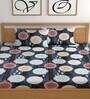 Navy Blue 180 TC Floral Cotton Fitted Double Bedsheet 2 Pillow covers