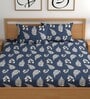 Navy Blue 180 TC Floral Cotton Queen Double Bedsheet 2 Pillow covers