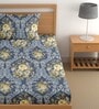 Navy Blue 200 TC Abstract Cotton Single Bedsheet Pillow covers