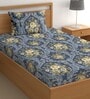Navy Blue 200 TC Abstract Cotton Single Bedsheet Pillow covers