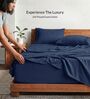 Navy Blue 210 TC Cotton King Size Bedsheet with 2 Embroidered Pillow Covers