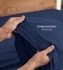 Navy Blue 210 TC Cotton King Size Bedsheet with 2 Embroidered Pillow Covers