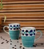 Sago 275ml Blue & White Ceramic (Set of 2) Coffee Mug