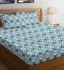 Navy Blue Abstract 144 TC 100% Cotton Fitted Bedsheet & 2 Pillow Covers