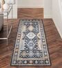 Navy Blue Abstract Polyester 59x32 Inches Machine Made Floor Runner
