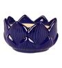 Navy Blue Ceramic Kamal Phool Shape 2 Pc Set Planter
