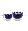 Navy Blue Ceramic Kamal Phool Shape 2 Pc Set Planter