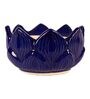Navy Blue Ceramic Kamal Phool Shape 2 Pc Set Planter