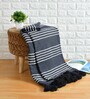 Navy Blue Striped Cotton 70x50 Inches Sofa Throw
