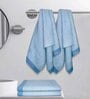 Navy Blue Cotton Striped 220 GSM Bath Towels 4 Pc