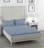 Navy Blue Floral 200 TC 100% Cotton King Sized Bedsheet With 2  Pillow Covers Solana Collection