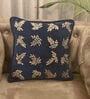 Navy Blue Woven Velvet and Cotton 16 x 16 Inches Cushion Cover