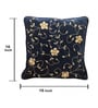 Navy Blue Woven Velvet & Cotton 16 x 16 Inches Cushion Cover