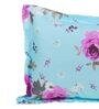 Blue Floral 120 TC 100% Cotton Single Bed Sized Bed Sheets With 1 Pillow Cover