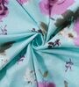Blue Floral 120 TC 100% Cotton Single Bed Sized Bed Sheets With 1 Pillow Cover