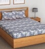 Navy Blue Geometric 144 TC 100% Cotton Fitted Bedsheet & 2 Pillow Covers