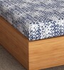 Navy Blue Geometric 144 TC 100% Cotton Fitted Bedsheet & 2 Pillow Covers