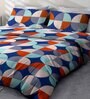 Navy blue Geometric 144 TC Microfiber Queen Sized Bedsheet With 2 Pillow Covers