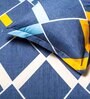 Navy Blue Geometric 160 TC Microfibre Queen Sized Bedsheet with 2 Pillow Covers