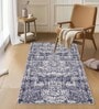 Navy Blue Abstract Nylon 3 X 5 Feet Machine Made Carpet
