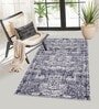 Navy Blue Abstract Nylon 3 X 5 Feet Machine Made Carpet