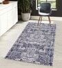 Navy Blue Abstract Nylon 3 X 5 Feet Machine Made Carpet