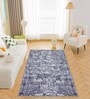 Navy Blue Geometric Nylon 4 X 6 Feet Machine Made Carpet