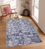Navy Blue Geometric Nylon 4 X 6 Feet Machine Made Carpet